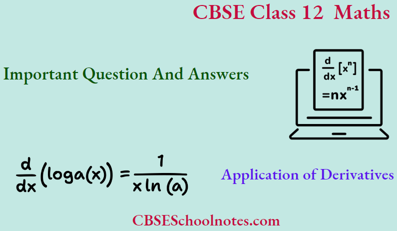 CBSE Class 12 Maths Chapter 6 Application Of Derivatives Important Question And Answers