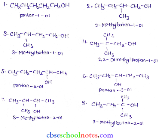 Alcohol Phenol And Ether Structure Of All Isomeric Alcohols