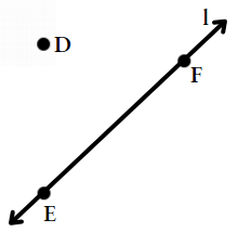 Line contains E and F but not D