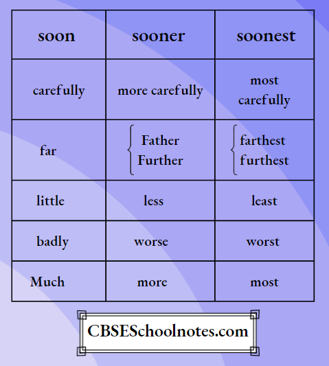CBSE Class 8 English Chapter 12 Grammar Irregular Adverbs Comparison